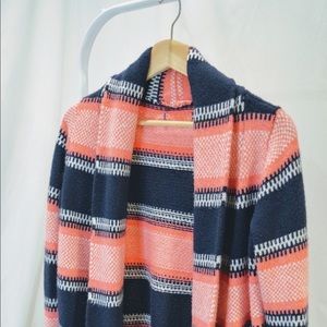 Old Navy Pink & Navy Blue Stripes Cardigan Sweater